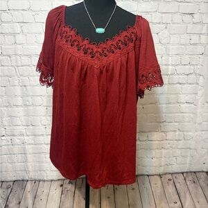 Daytrip Red Lace Women's Blouse